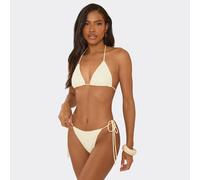Triangle Bikini Set In Cream Sequin Crochet, Women's Size UK 14
