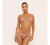 Triangle Bikini Set In Pink Zig Zag Texutre, Women's Size UK 12