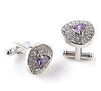 Triangle Black Purple Crystal Cufflinks Luxury Cufflinks for Mens Women Zircon Black Purple Cufflinks for Festival Birthday Gift