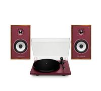 Triangle Borea BR02 Connect Active Speakers with Lunar 1 Manual Turntable Burgundy