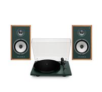Triangle Borea BR02 Connect Active Speakers with Lunar 1 Manual Turntable Green