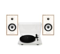 Triangle Borea BR02 Connect Active Speakers with Lunar 1 Manual Turntable Light Oak