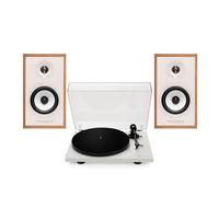 Triangle Borea BR02 Connect Active Speakers with Lunar 1 Manual Turntable Oak