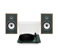 Triangle Borea BR03 Connect Active Speakers with Lunar 1 Manual Turntable Green