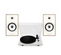 Triangle Borea BR03 Connect Active Speakers with Lunar 1 Manual Turntable Light Oak