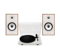 Triangle Borea BR03 Connect Active Speakers with Lunar 1 Manual Turntable Oak