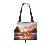 Triangle Building Printed pet Shoulder Bag, Suitable for Small Dogs and Cats, Shopping and Travel Dual-Purpose Bag