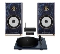 Triangle Capella Speakers and Lunar 1 Turntable Hi-Fi Bundle Astral Blue