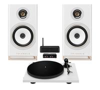 Triangle Capella Speakers and Lunar 1 Turntable Hi-Fi Bundle Space White