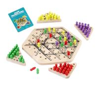 Triangle Chain Game - Natural Wood Construction Elastic Rubber Band Mechanism | Interlocking Strategy Toy, Educational Geometric Puzzle, Kids Family Party Interactive Chess Board