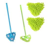 Triangle Cleaning Mop, 3Pcs/Set Triangular 180° Rotary Iron Rod Telescopic Chenille Mini Mop for Wall Window Car Kitchen Floor Home Bathroom Sofa Bed Bottom,Blue