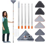 Triangle Cleaning Mop Adjustable Extendable 85inch Long Handle Wall Cleaning Mop Microfiber Dry and Wet Dust Mop Retractable Ceiling Mop with 6 Mop Cloth for Floor Ceiling Window Wall Car (A)