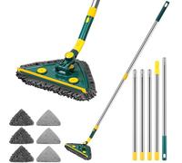 Triangle Cleaning Mop,Bendable Mop Head,Rotating Locking Design ,Wall Cleaning Mop,Bendable Head Glass Dust Cleaner,Extendable Microfiber Dry and Wet Car Wash Brush Mop for Ceiling Window Car/3591