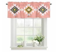 Triangle Combination Pattern Valances for Windows, Pink Yellow Blue Retro Decor Rod Pocket Valance Short Window Treatments Curtains for Kitchen Bathroom Bedroom Decor, 42 x 12 Inches
