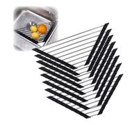 Triangle Dish Drying Rack for Sink Corner, Stainless Steel Foldable Roll-Up Dish Drying Holder, Over The Sink Dish Drainer Mat(Black,8PCS)