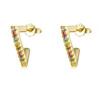 Triangle Ear Studs Black Zircon Rainbow Color Earrings for Women Fine Jewelry