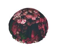 Triangle Flower Double Layer Waterproof Shower Cap, Extra Large Soft Elastic Band, Reusable Bath Cap For Women Men,Full Print Design