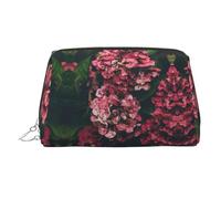 Triangle Flower Print Makeup Bag Portable Leather Waterproof Cosmetic Bag Clutch Makeup Brush Bag (6.7x4.3in)