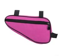 Triangle Frame Bag for Road Mountain E-For Bike, Waterproof Nylon Front Tube Pouch with Hook and LOOPs, Lightweight Storage for Tools Phone Wallet, 26x14x6cm, Black(Pink)
