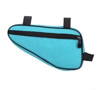 Triangle Frame Bag for Road Mountain E-For Bike, Waterproof Nylon Front Tube Pouch with Hook and LOOPs, Lightweight Storage for Tools Phone Wallet, 26x14x6cm, Black(Blue)