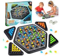 Triangle Game with Rubber, Chains Triangle Chess Board Strategy Board Game Interactive Plug-In Game Classic Strategy Pegboard Game Ideal for Family Reunions, Children, Adults