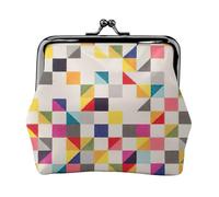 Triangle Geometric Print Coin Purse for Women Compact Kiss Lock Coin Pouch Zipper Travel Shopping Gifting