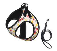 Triangle Geometric Print Dog Harness Small Sized And Leash Set, Step In Soft Light Puppy Vest Breathable Mesh Pet Harness