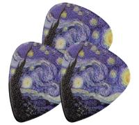 Triangle Guitar Picks 3pcs Abs Plectrum for Guitar and Bass | Unique Starry Design, Wear-resistant Finish, Acoustic and Electric Use, Compact Set for Players