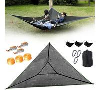 Triangle Hammock 13ft Camping for Outside Portable Outdoor Travel Multi Person Tree with 3 Ratchet Tie Down Straps & Net Pocket Max 800 lbs for 2-6 Adult/Kid (157''/400cm)