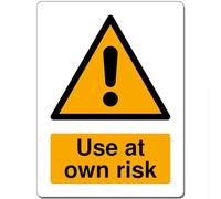 Triangle Hazard Safety Warning Metal Sign For Office Work Site 15cm x 20cm - Use at own risk