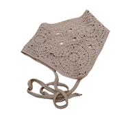 Triangle Head Scarf Handmade Crochet Hair Knitting Half Skirt Butt Curtain Hollow Out Tied DIY Accessories(Khaki)