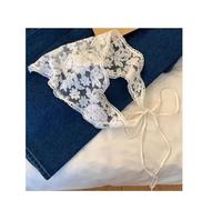 Triangle Head Scarf White Woven Floral Lace Hair Wraps Summer Women Hat Travel Photo Headband Accessories(Color-03)