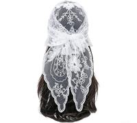 Triangle Lace Scarf Shawl With Detailed Floral Embroidery, Multifunctional Headscarf Wrap For Men And Women, Breathable Fabric For Year-Round(White)