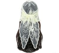 Triangle Lace Scarf Shawl With Detailed Floral Embroidery, Multifunctional Headscarf Wrap For Men And Women, Breathable Fabric For Year-Round(Beige)
