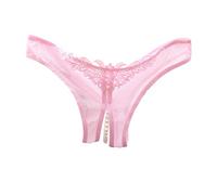 Triangle Low Waist Underwear for Women Sexy Crotchless Butt Lifting Panties Breathable Lace Cheeky Thongs Arch Support See Through Cutout Pearl Underpants Eversoft Tummy Control Cute Pink