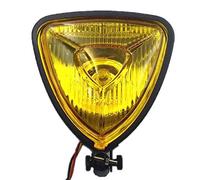 Triangle Motorcycle Headlight Head Light Lamp for Cafe Racer Bobber Chopper Vintage Bike (Black/Amber)