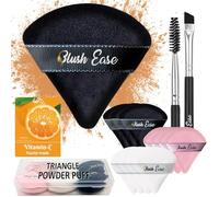 Triangle Powder Puff, 12 Makeup Puffs, Makeup Powder Puffs for face powder, Setting Powder Puff for Loose Powder and Cosmetic Foundation, Eyelash brush & Eyebrow brush as Add-on (Black, White, Pink)