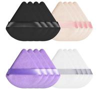 Triangle Powder Puffs, 16Pcs Reusable Setting Powder Puff, Dry Dual-Use Face Makeup Puff Powder Sponge with Strap, Soft Cosmetic Powder Sponge Cushion Puffs for BB CC Cream Liquid Foundation