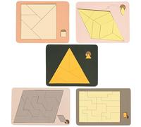 Triangle Puzzle 5Pcs Wooden Irregular Shape Jigsaw Block Puzzle Educational Brain Teaser Challenging Game with Unique Geometric for Adults & Kids|Jigsaw Puzzles