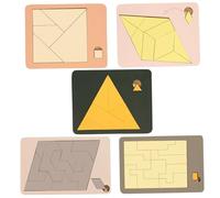 Triangle Puzzle, 5Pcs Wooden Irregular Shape Jigsaw Block Puzzle Educational Brain Teaser Challenging Game with Unique Geometric for Adults & Kids