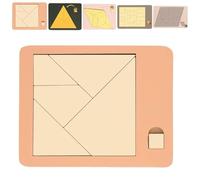 Triangle Puzzle - Wooden Block Brain Teaser Jigsaw, Irregular Shape Tangrams Set with Vanished Square & Disappearing Triangle Design, Solving The Puzzle Challenge Triangulator Game (Square)