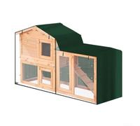 Triangle Rabbit Hutch Cover, 210D Oxford Fabric Waterproof Windproof Cage Protector, with Clear Foldable Front - for Indoor Outdoor Rabbit Guinea Pig Hutch(green 147x52x86cm)