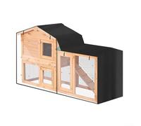 Triangle Rabbit Hutch Cover, 210D Oxford Fabric Waterproof Windproof Cage Protector, with Clear Foldable Front - for Indoor Outdoor Rabbit Guinea Pig Hutch(black 147x52x86cm)