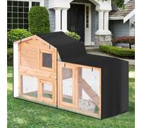 Triangle Rabbit Hutch Cover, Heavy Duty 210D Oxford Waterproof Rabbit Hutch Dust Cover, Indoor Outdoor Pet House Bunny Poultry Cage Covers for Guinea Pig Cage (black 147x52x86cm)