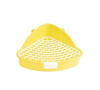Triangle Rabbit Litter Box With Cage Hooks, 2-Tier Small Pet Potty For Hamsters/Chinchillas, Corner-Mounted Training Toilet(Yellow)
