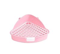 Triangle Rabbit Litter Box With Cage Hooks, 2-Tier Small Pet Potty For Hamsters/Chinchillas, Corner-Mounted Training Toilet(Pink)
