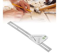 Triangle Ruler with Bubble Level, Silver Combination Square, Woodworking Flexible Triangle Ruler, Adjustable Resistance Level Measuring Tool for Engineer