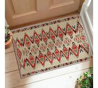 Triangle Runner Rug, Geometric Modern Diamond Zigzag Pattern Fall Red Low Pile Doormat Accents Rug Fade Resistant for Kitchen Doorway Entryway Bedside Decor 2x3 Ft