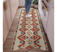Triangle Runner Rug, Geometric Modern Diamond Zigzag Pattern Fall Red Low Pile Home Indoor Pattern Carpets Non Shedding for Kitchen Laundry Room Doorway Entryway Decor 2x6 Ft