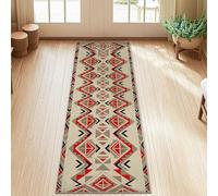 Triangle Runner Rug, Geometric Modern Diamond Zigzag Pattern Fall Red Non-Slip Home Floor Rectangle Print Carpet for Kitchen Hallway Laundry Room Entryway Decor 2x5 Ft